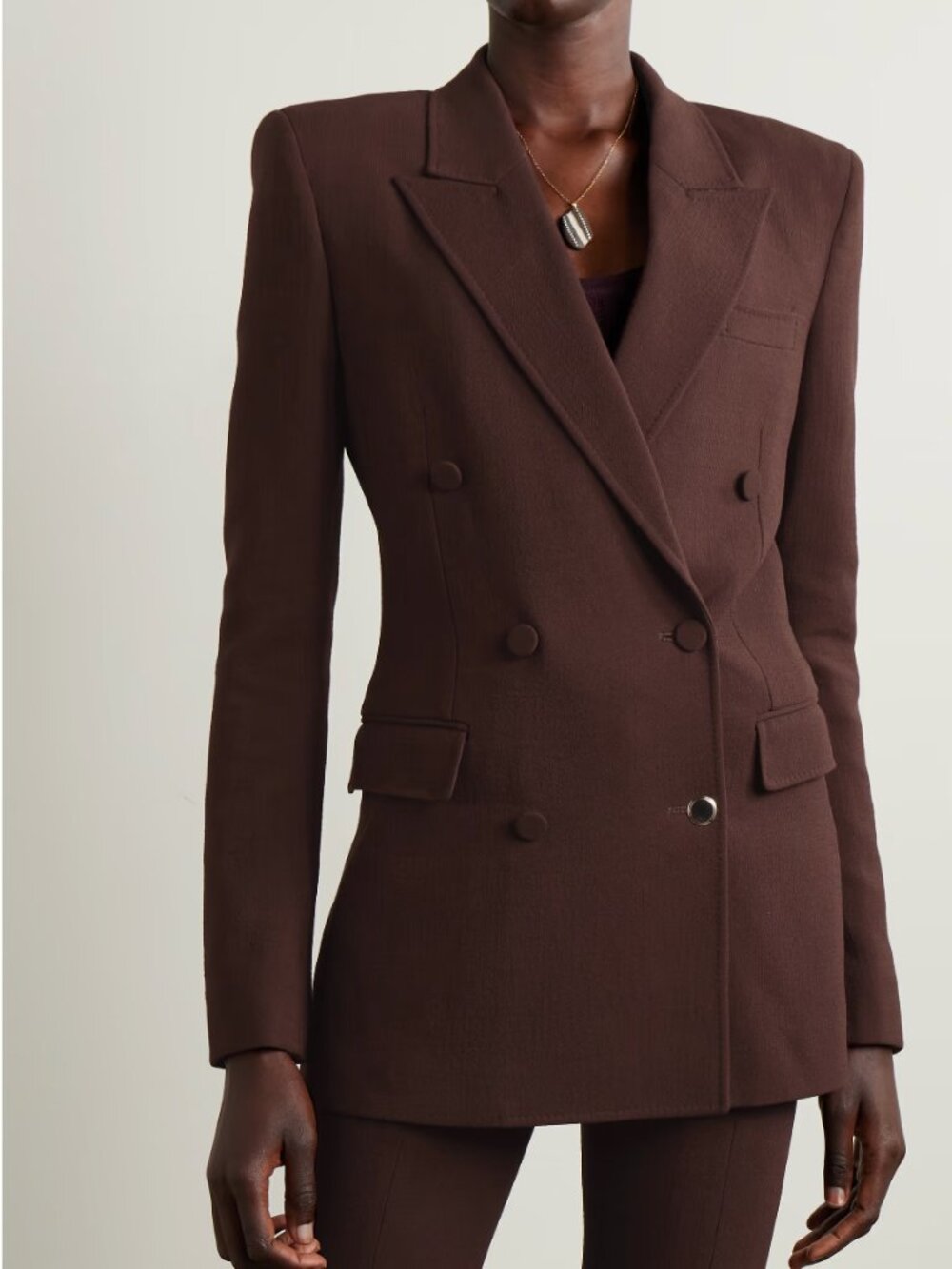Gabriela Hearst Gavin Double-Breasted Bordeaux Blazer Cashmere